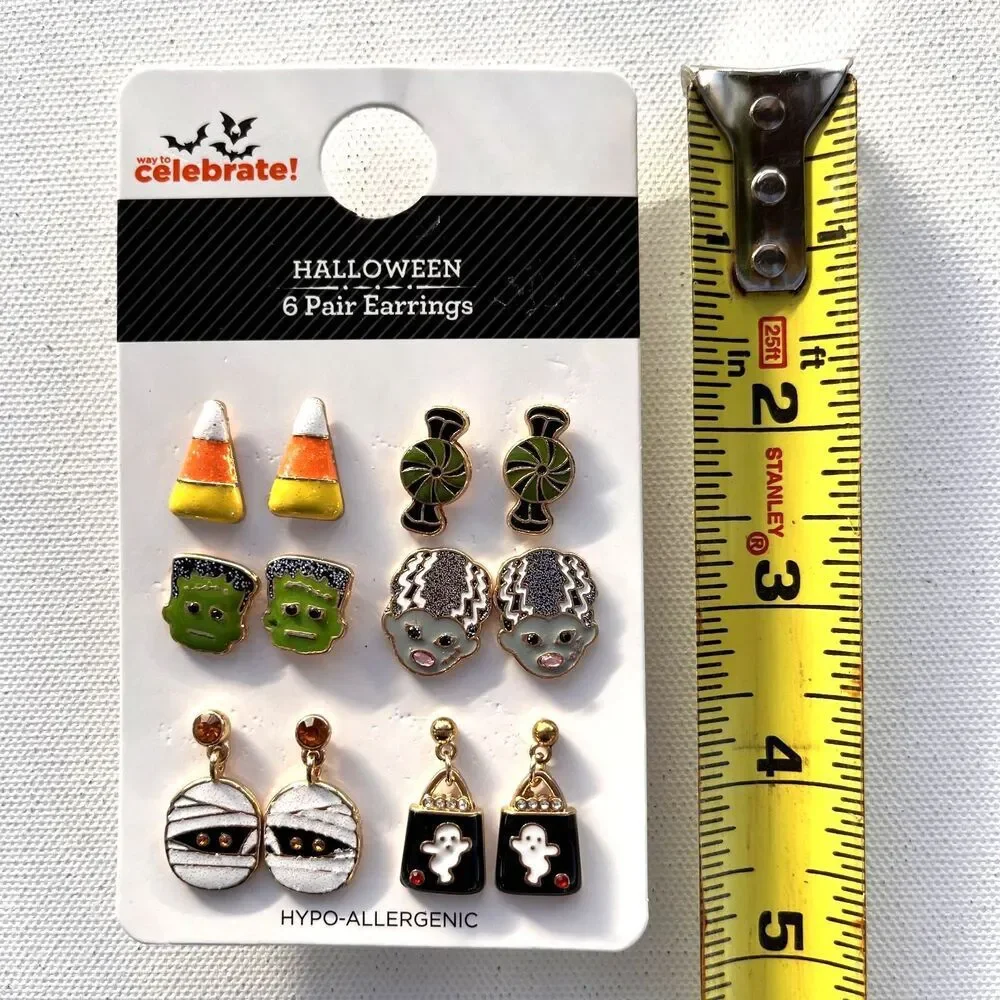 Way to Celebrate Halloween Friendly Monsters Earring Collection, 6 Pairs